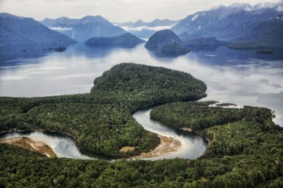 Doubtful Sound from a helicopter